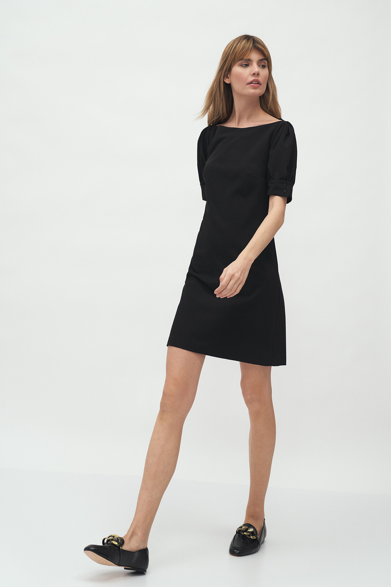 robe noire mi longue chic ...